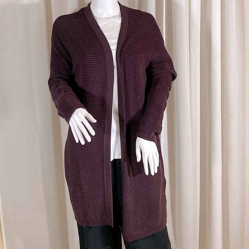 H&M Long Knit Cardigan in Dark Purple - Medium